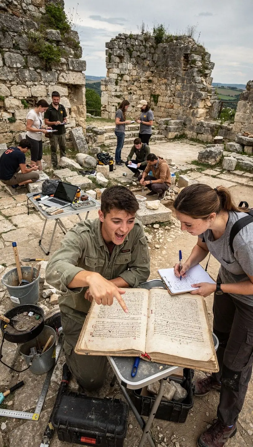 Közelkép egy ásatás során használt szerszámokról, amelyek segítik az ősi tárgyak felfedezését.